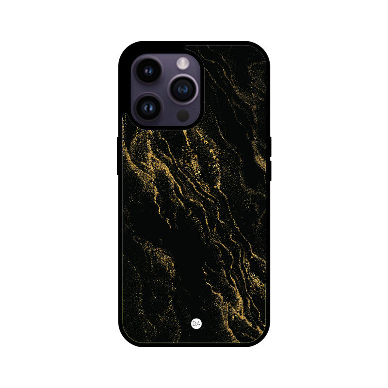 Marble Black Golden Design Case For iPhone