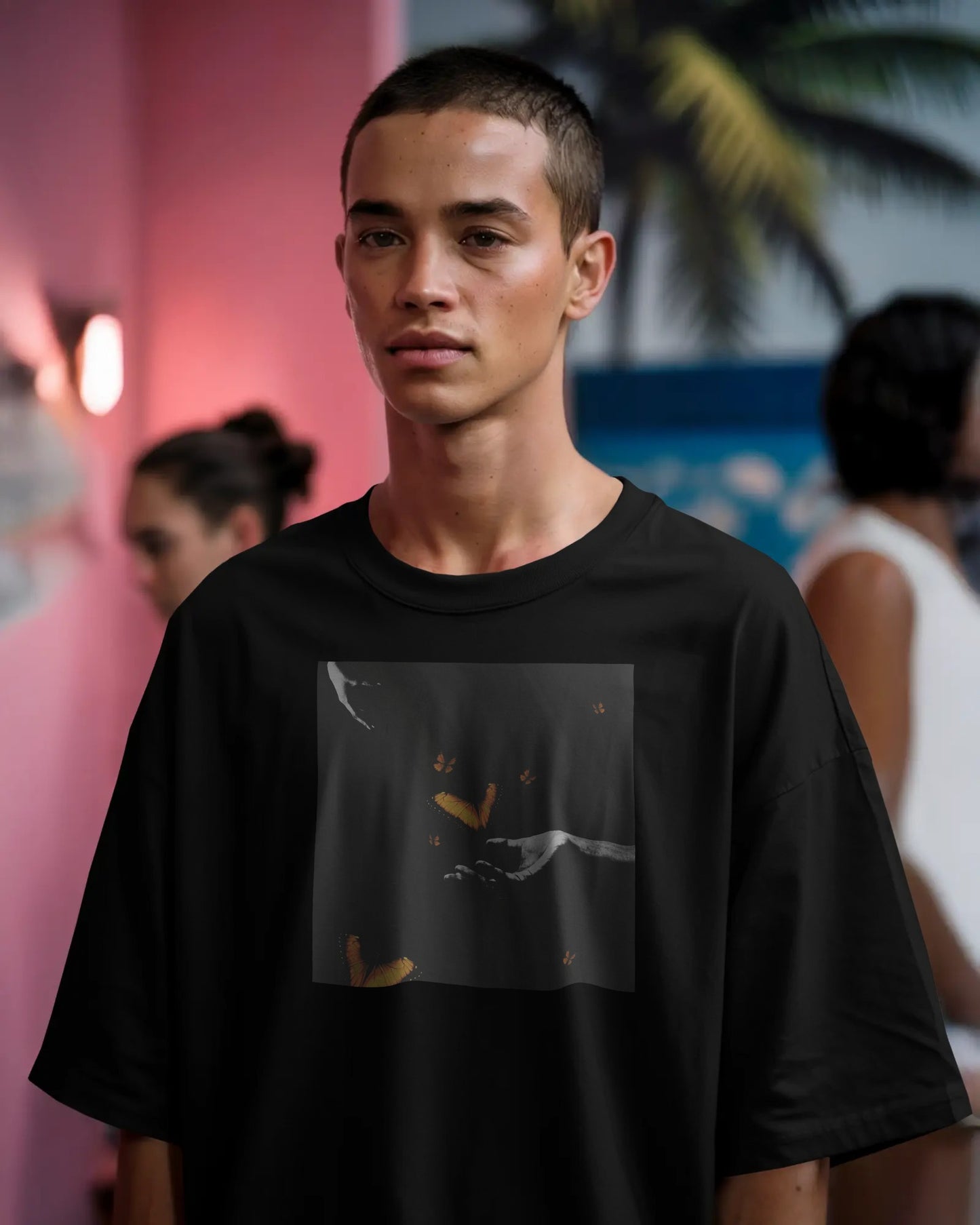 Butterfly In Hand Premium Oversized Tshirt