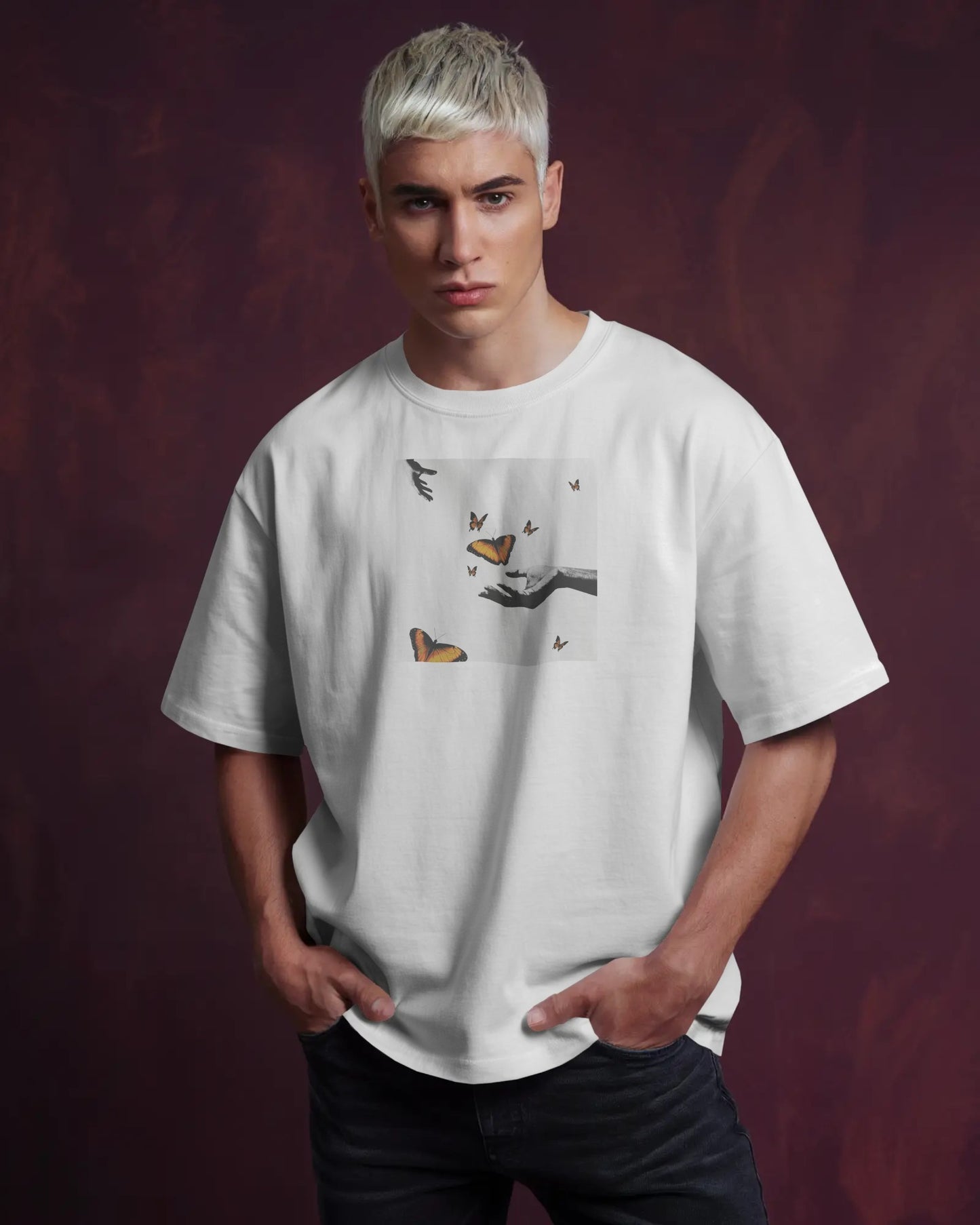 Butterfly In Hand Premium Oversized Tshirt