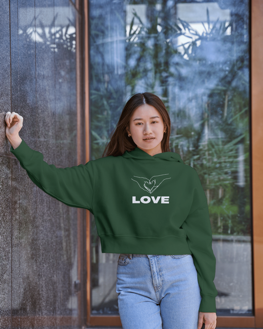 Love Women Crop Hoodie Front Design Only