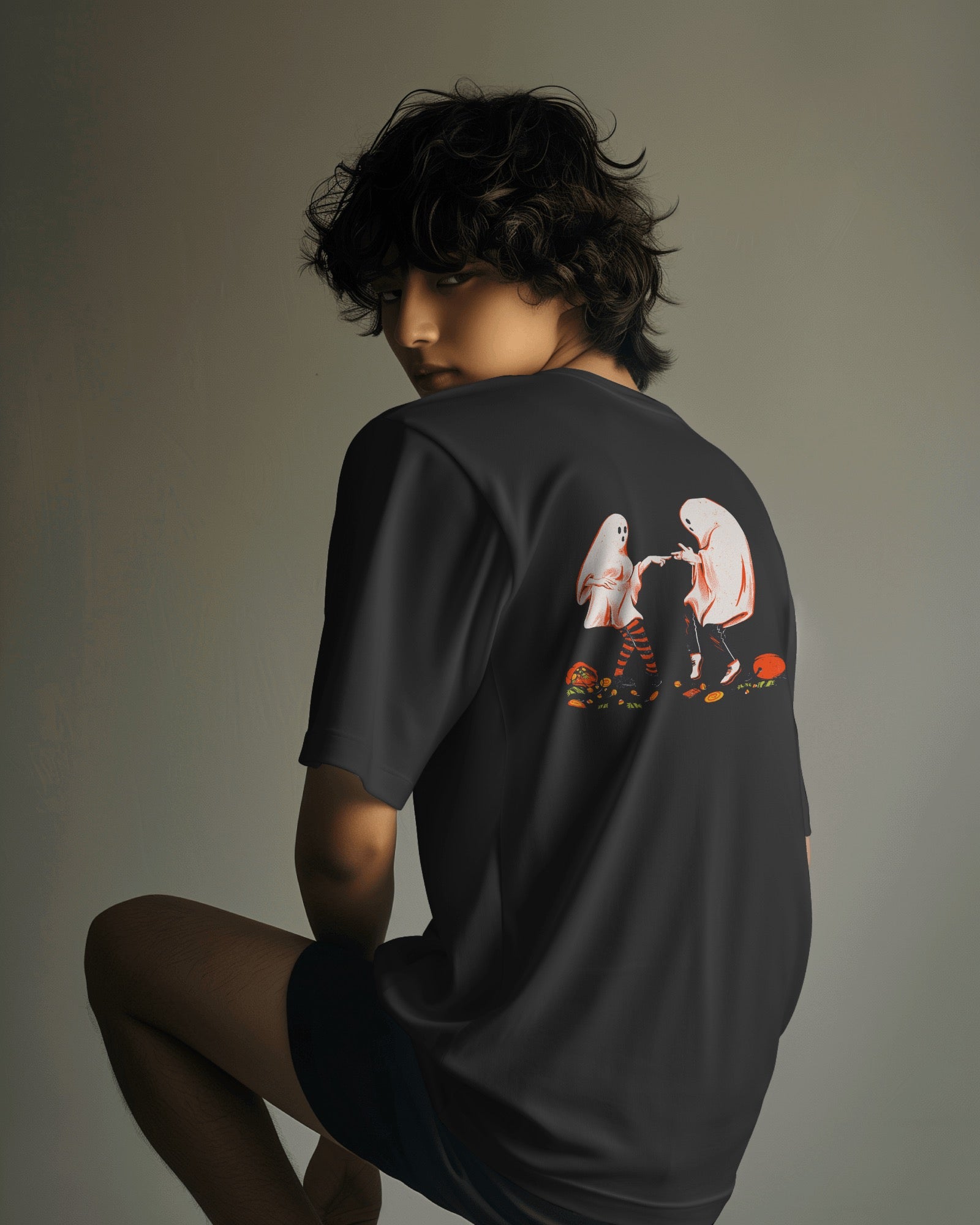 Boo Oversized Black Tshirt | Dhukeri Arts