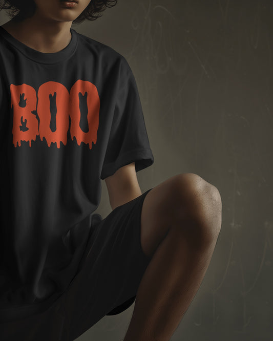 Boo Oversized Black Tshirt | Dhukeri Arts