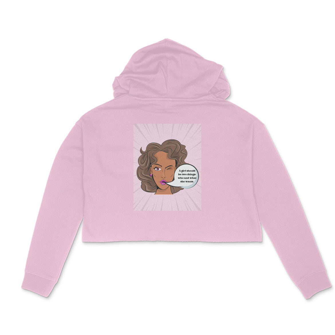 What She Wants Women Crop Hoodie Back Design Only