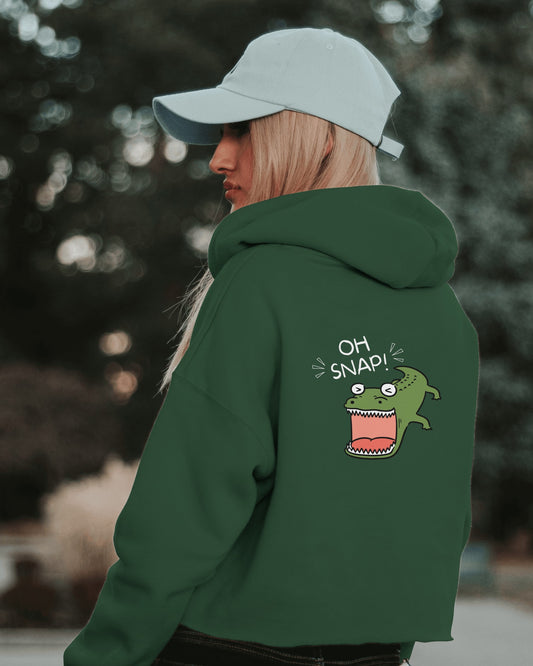 OH Snap Women Crop Hoodie Front & Back Design