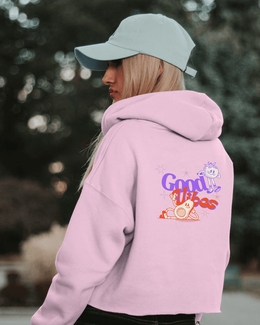 Vibes Women Crop Hoodie Back Design Only