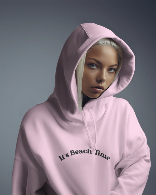 It's Beach Time Women Crop Hoodie Front & Back Design