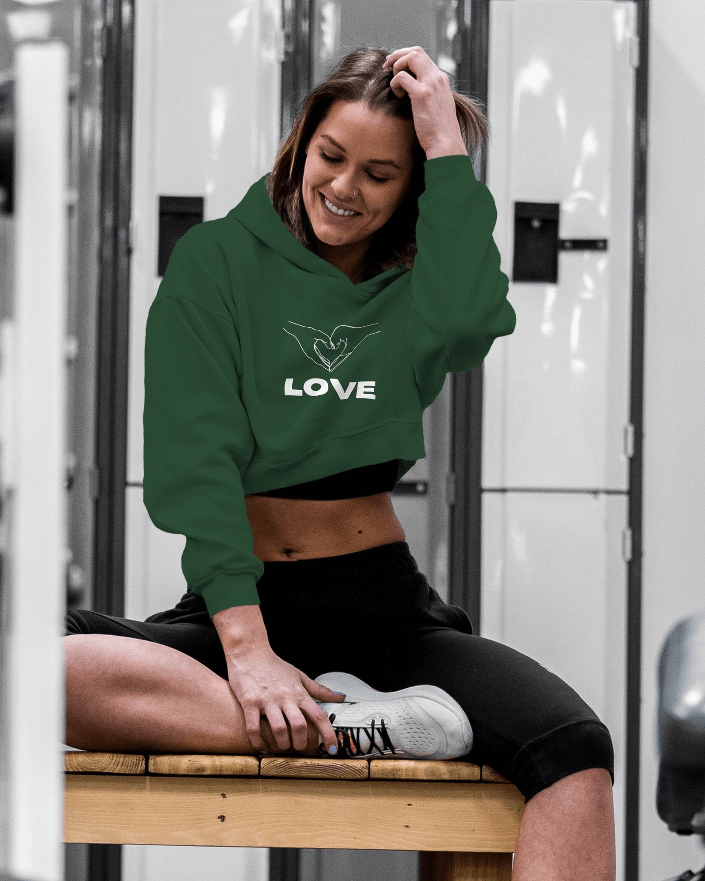 Love Women Crop Hoodie Front Design Only