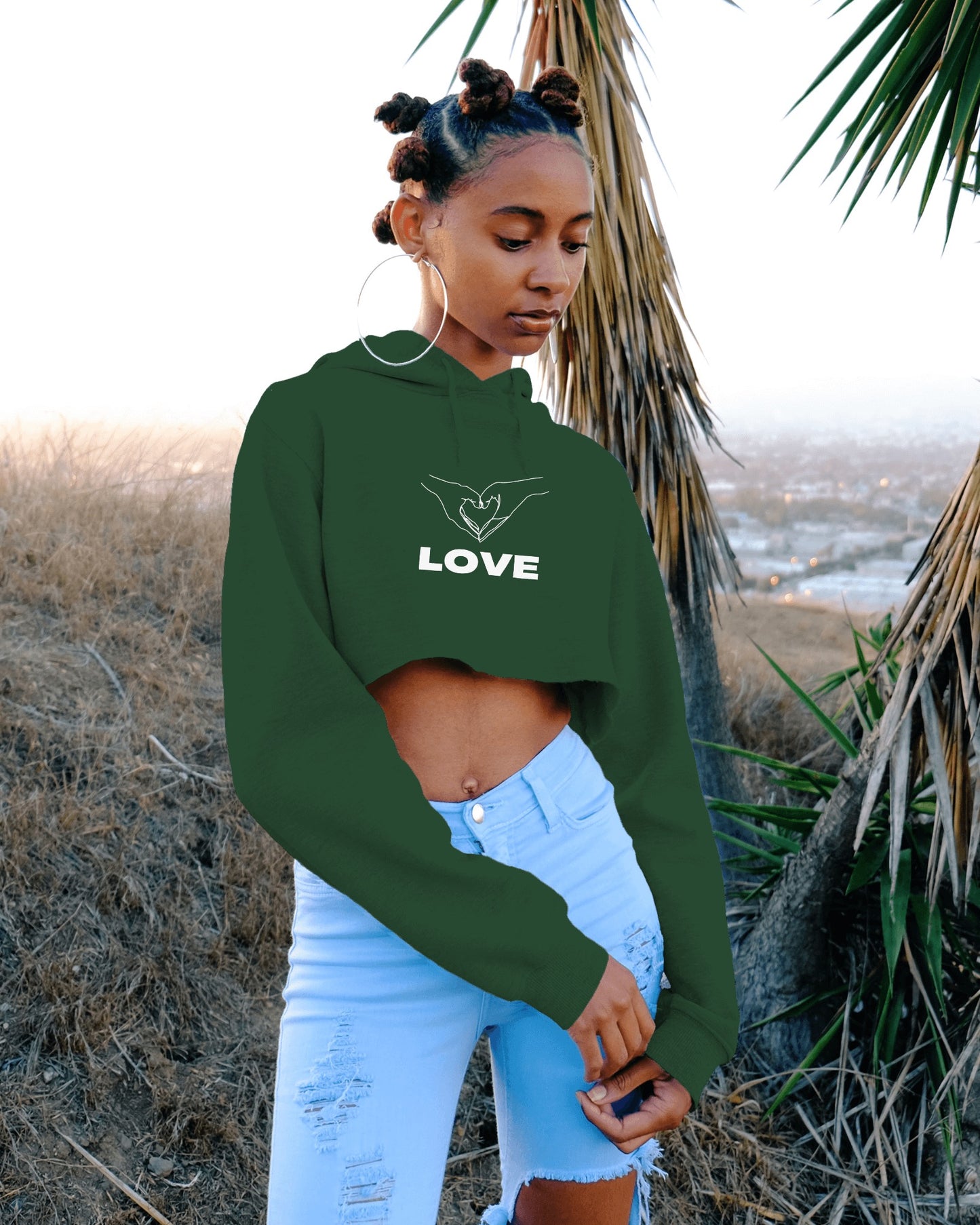 Love Women Crop Hoodie Front Design Only