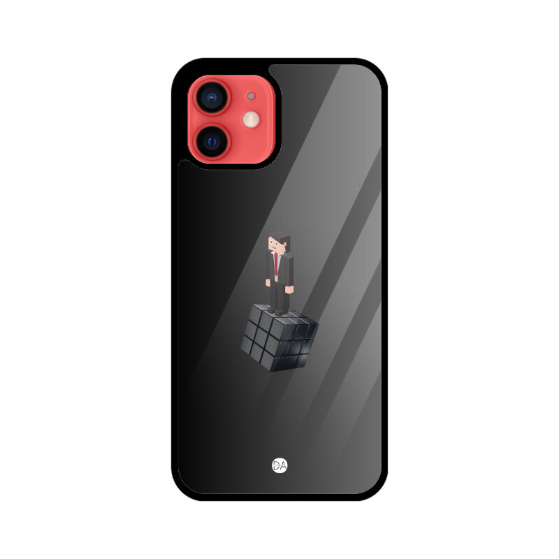 Man On Cube Grey Design Case For iPhone