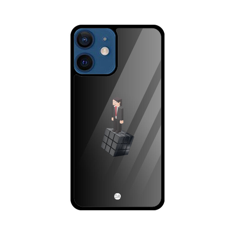 Man On Cube Grey Design Case For iPhone