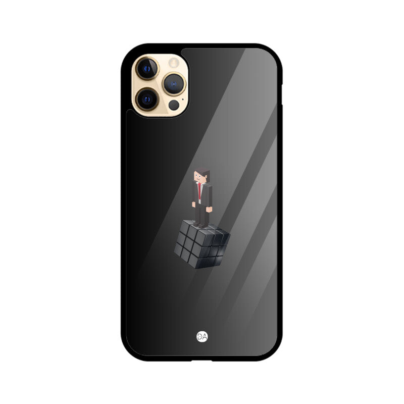 Man On Cube Grey Design Case For iPhone