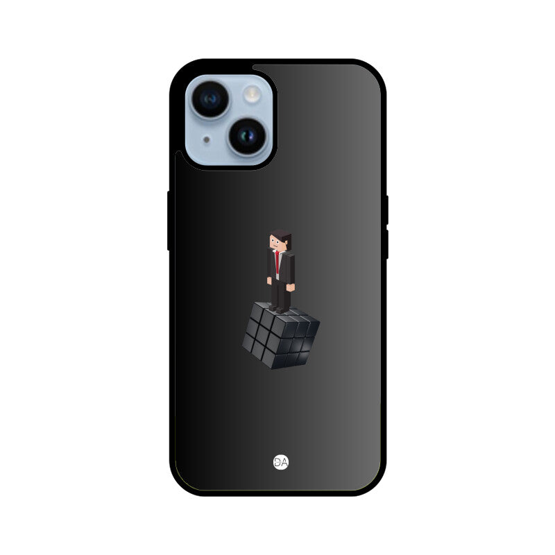 Man On Cube Grey Design Case For iPhone