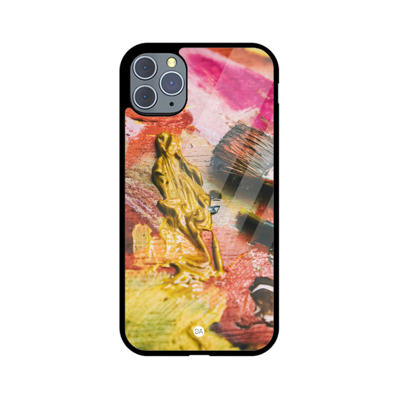 Canvas Painting Pink Yellow Design Case Cover For iPhone | Dhukeri Arts