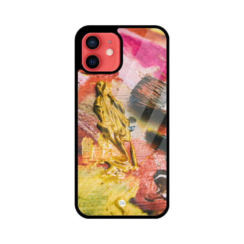 Canvas Painting Pink Yellow Design Case Cover For iPhone | Dhukeri Arts