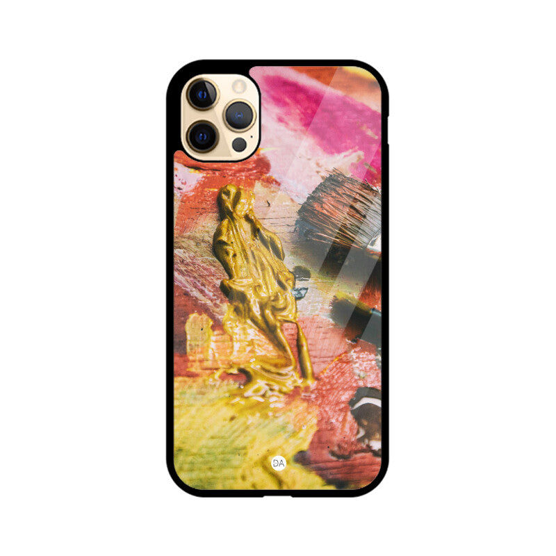 Canvas Painting Pink Yellow Design Case Cover For iPhone | Dhukeri Arts