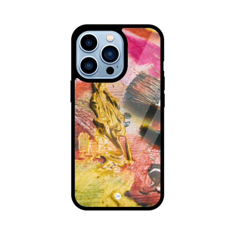 Canvas Painting Pink Yellow Design Case Cover For iPhone | Dhukeri Arts