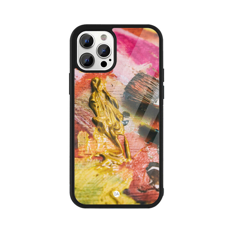 Canvas Painting Pink Yellow Design Case Cover For iPhone | Dhukeri Arts