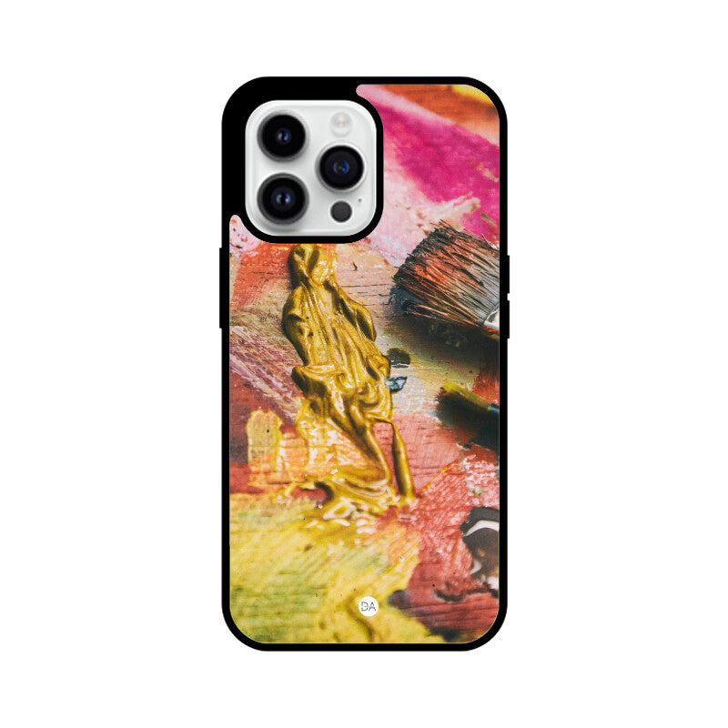 Canvas Painting Pink Yellow Design Case Cover For iPhone | Dhukeri Arts