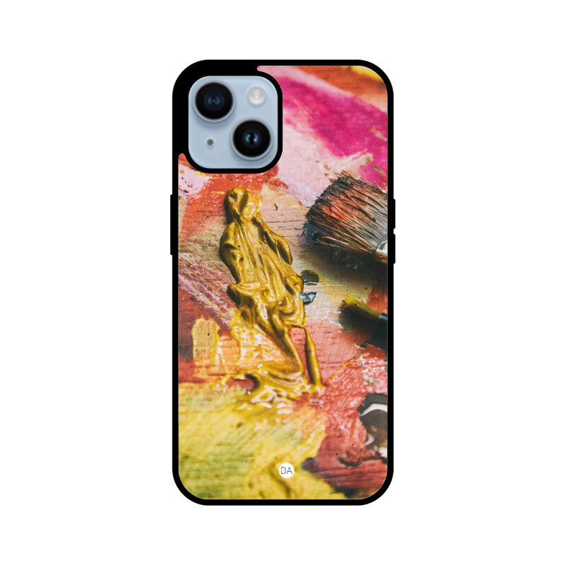 Canvas Painting Pink Yellow Design Case Cover For iPhone | Dhukeri Arts