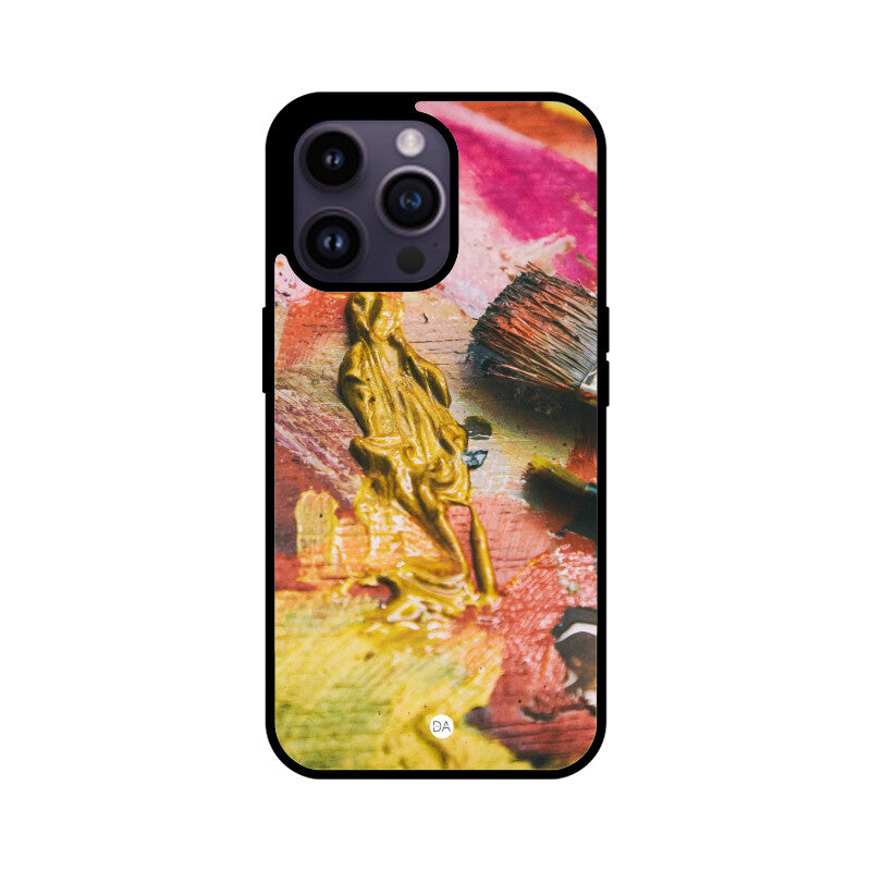 Canvas Painting Pink Yellow Design Case Cover For iPhone | Dhukeri Arts