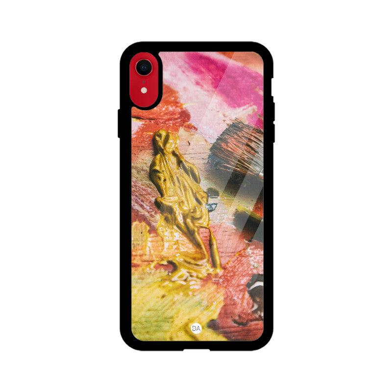 Canvas Painting Pink Yellow Design Case Cover For iPhone | Dhukeri Arts