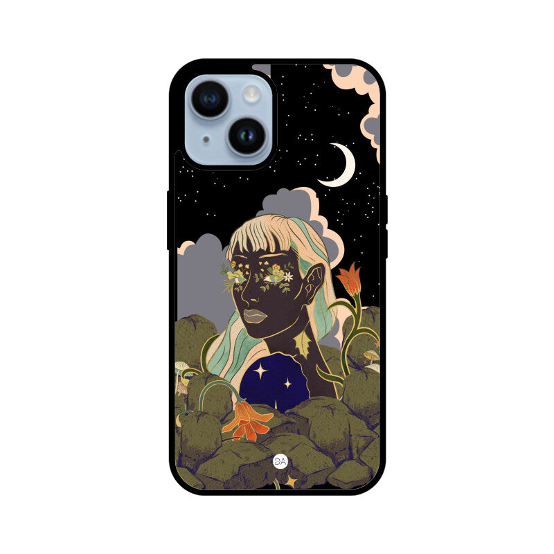 Woman In Starry Night Design Case For iPhone