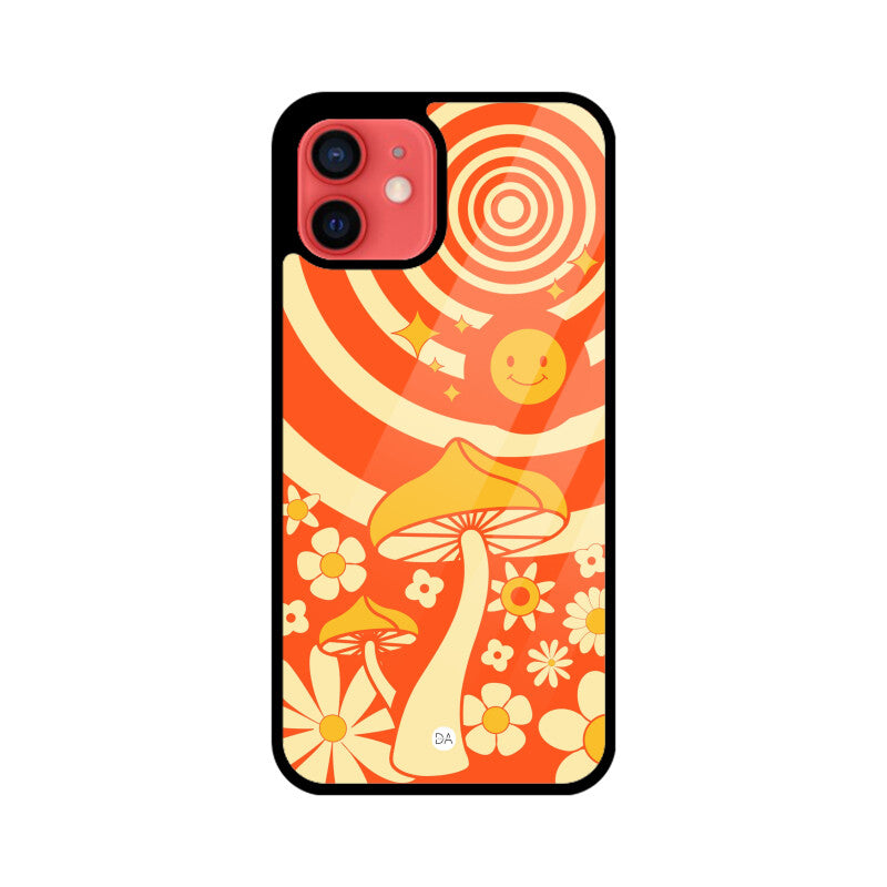 Mushroom  & Flowers Design Case For iPhone