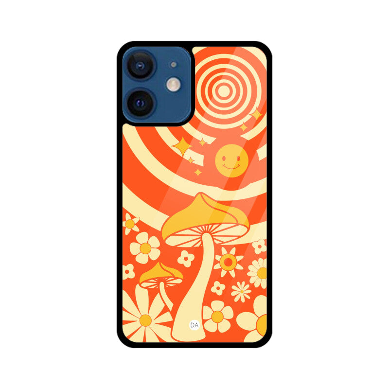 Mushroom  & Flowers Design Case For iPhone