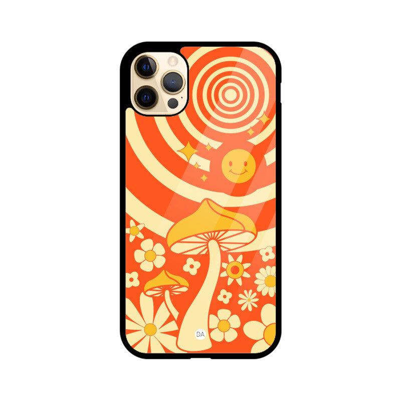 Mushroom  & Flowers Design Case For iPhone