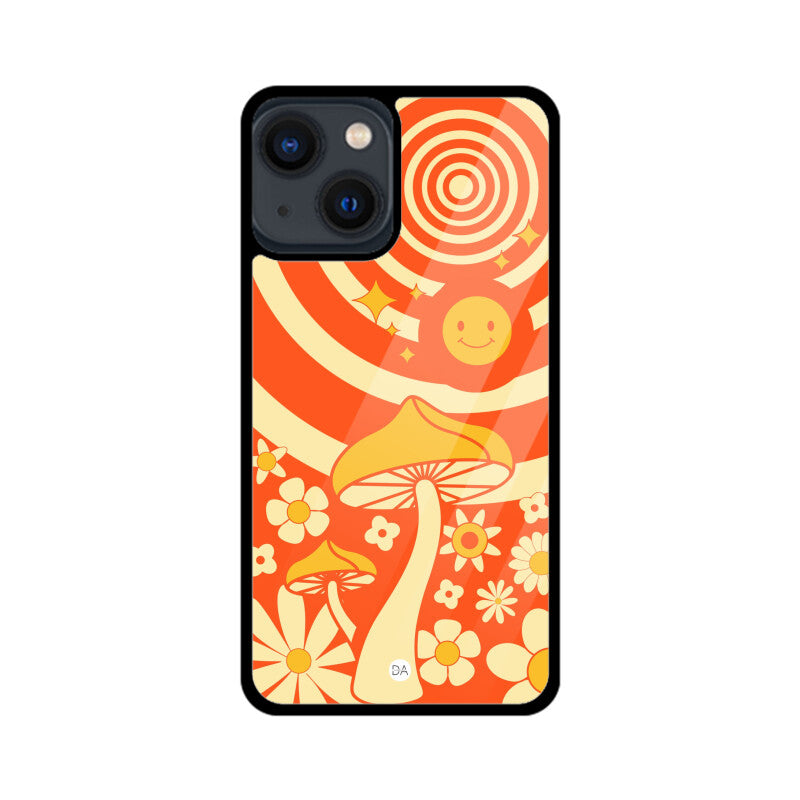 Mushroom  & Flowers Design Case For iPhone