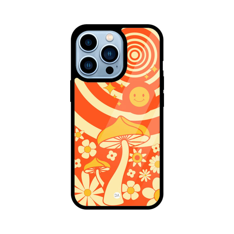 Mushroom  & Flowers Design Case For iPhone