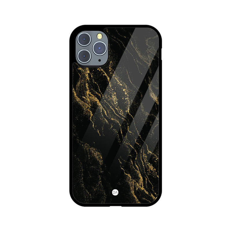 Marble Black Golden Design Case For iPhone