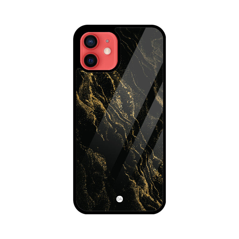 Marble Black Golden Design Case For iPhone