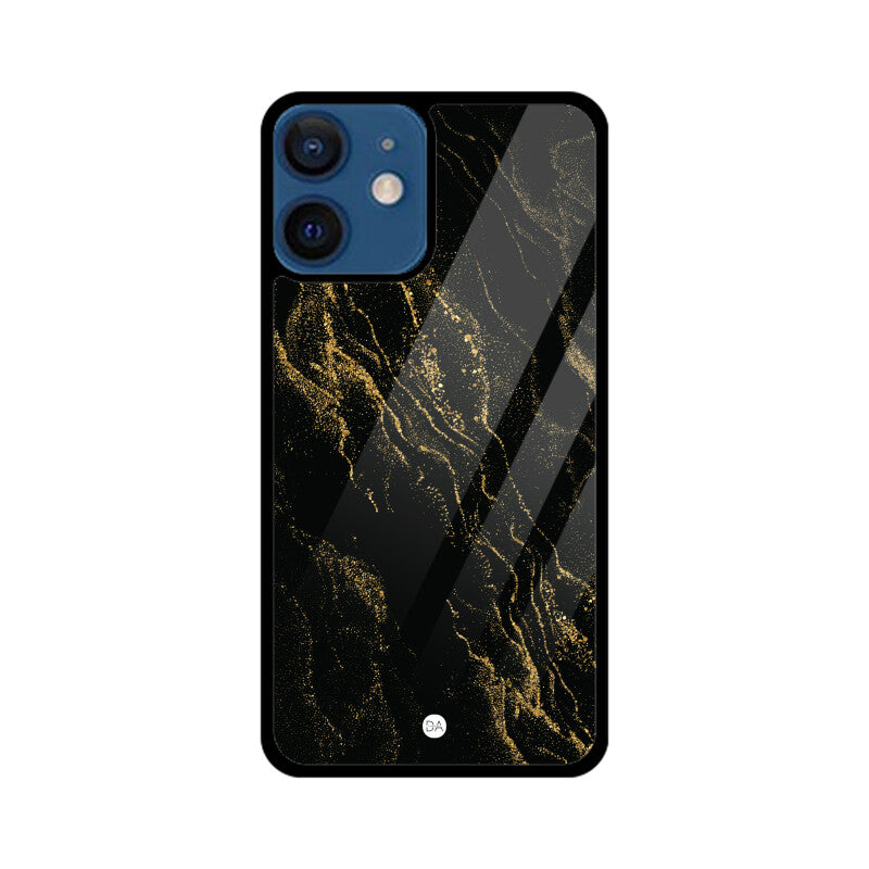 Marble Black Golden Design Case For iPhone