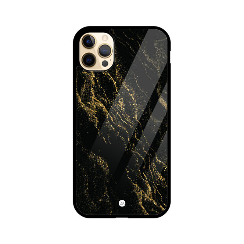 Marble Black Golden Design Case For iPhone