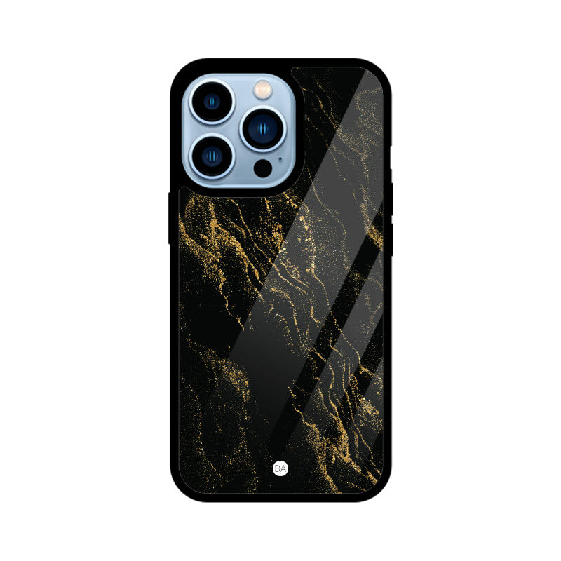 Marble Black Golden Design Case For iPhone