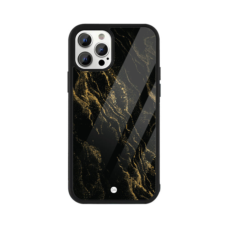 Marble Black Golden Design Case For iPhone