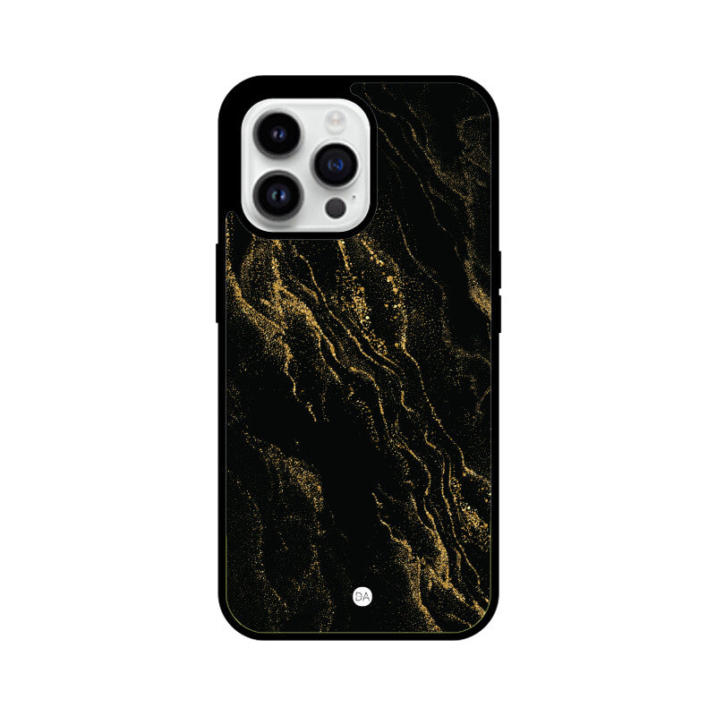 Marble Black Golden Design Case For iPhone