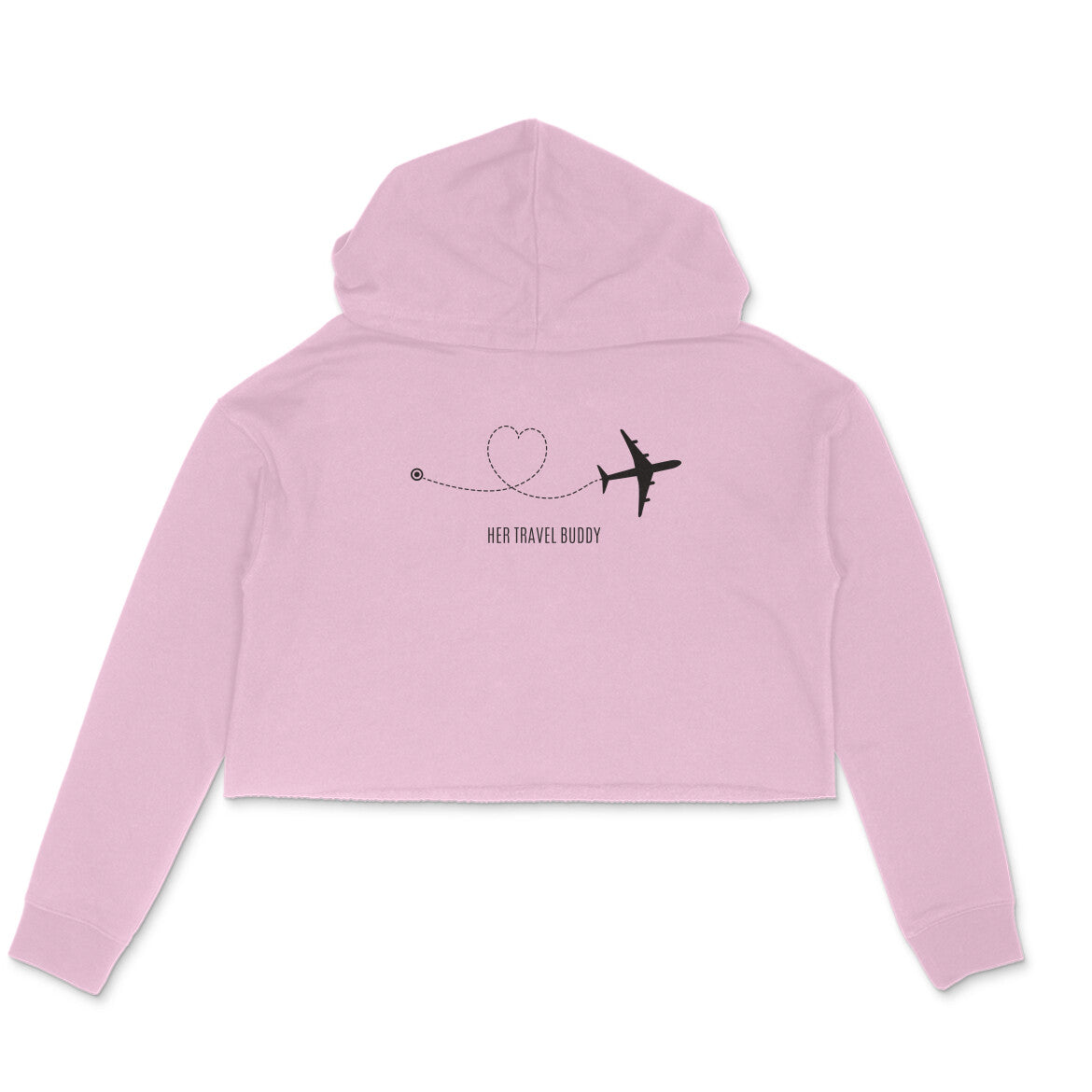 Her Travel Buddy Women Crop Hoodie Front Design Only