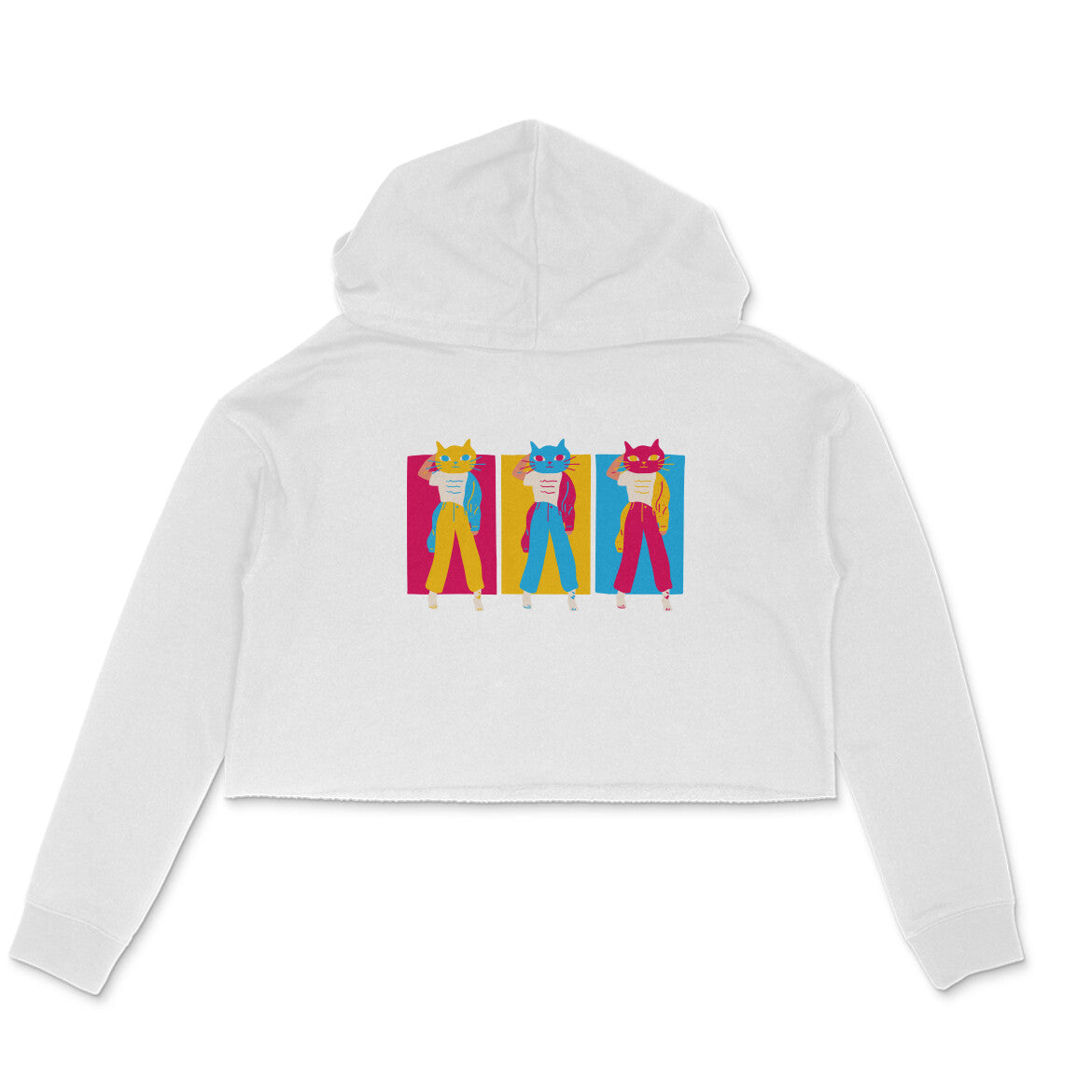 Cat Girls Women Crop Hoodie Front Design Only | Dhukeri Arts