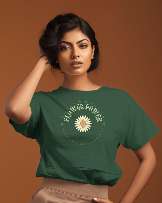 Flower Power Women Tshirt | Dhukeri Arts