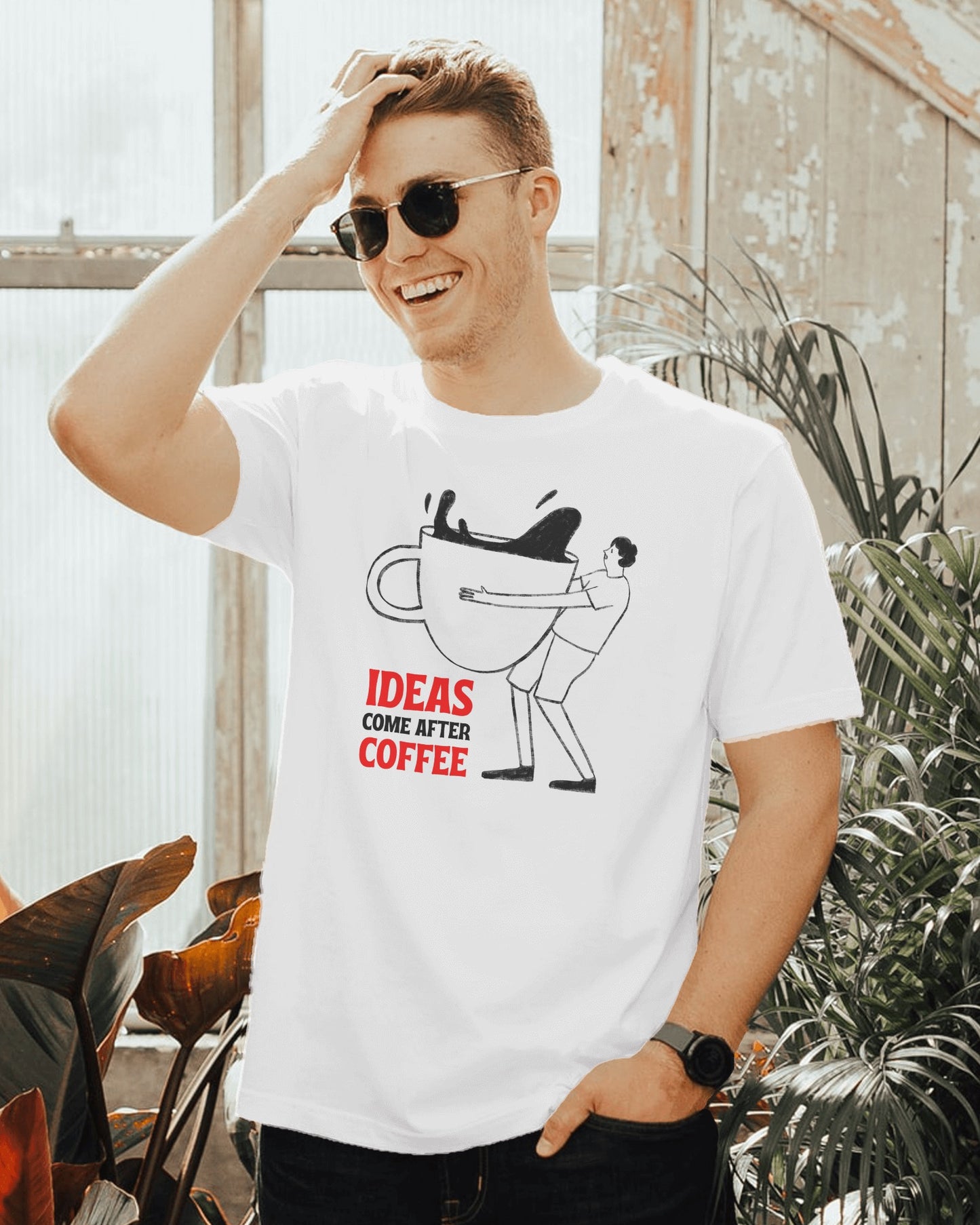 Coffee & Ideas WH Tshirt | Dhukeri Arts