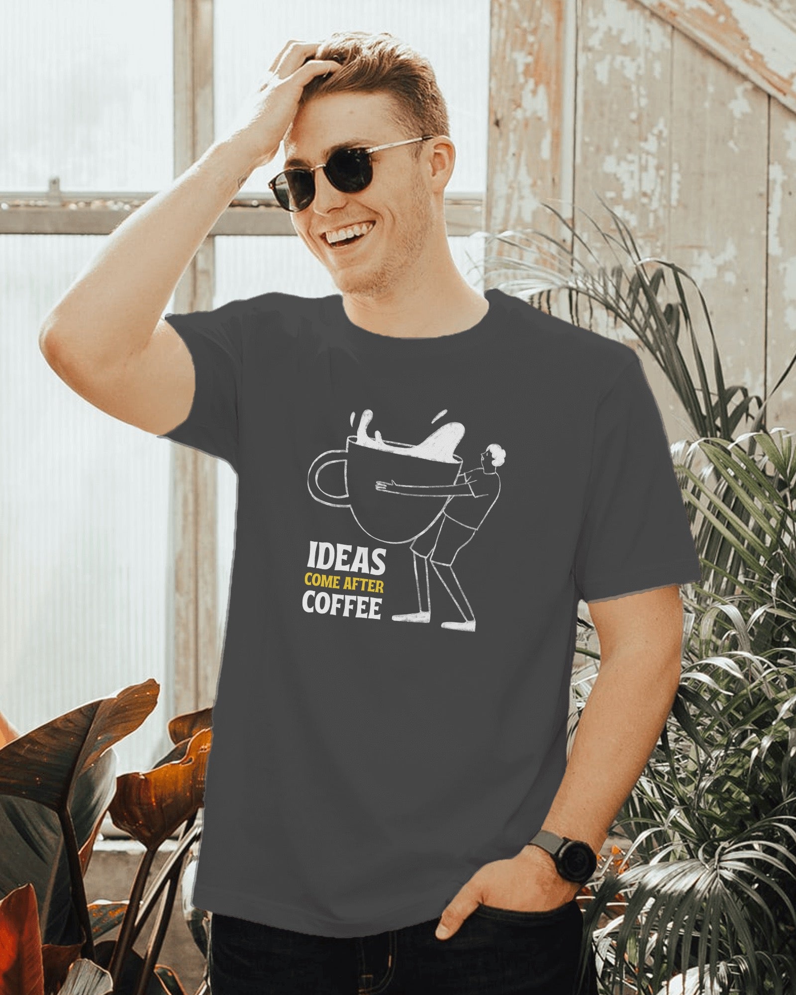 Coffee & Ideas Tshirt | Dhukeri Arts