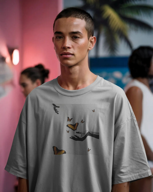 Butterfly In Hand Premium Oversized Tshirt